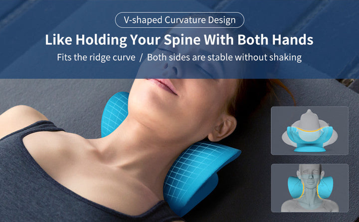 NECK AND SHOULDER STRETCHER - CERVICAL TRACTION MASSAGE CUSHION FOR SPINAL ALIGNMENT-Blue-State of Style