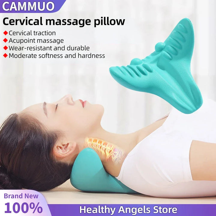 NECK AND SHOULDER STRETCHER - CERVICAL TRACTION MASSAGE CUSHION FOR SPINAL ALIGNMENT-Blue-State of Style