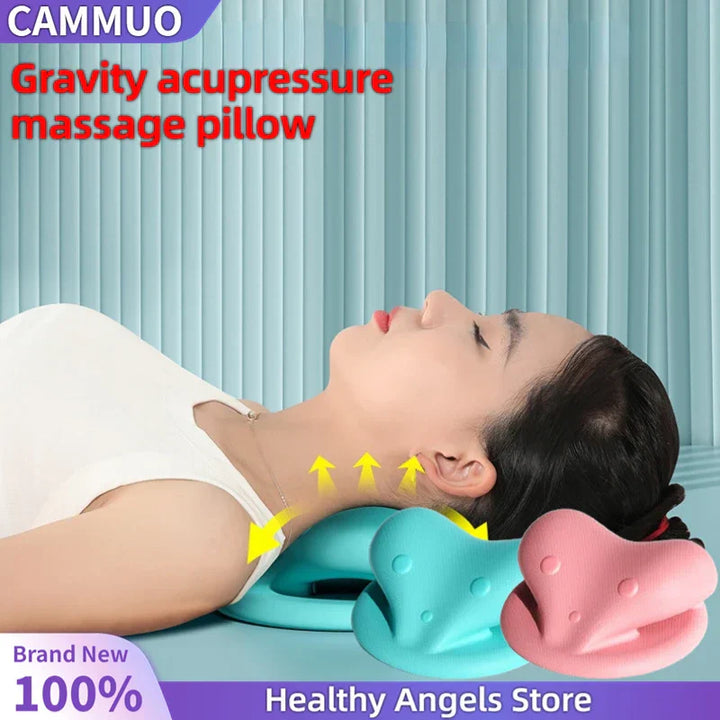 NECK AND SHOULDER STRETCHER - CERVICAL TRACTION MASSAGE CUSHION FOR SPINAL ALIGNMENT-Blue-State of Style