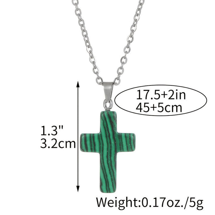 Necklace with Cross of Natural Gemstones - Seraphina-Amethyst-State of Style