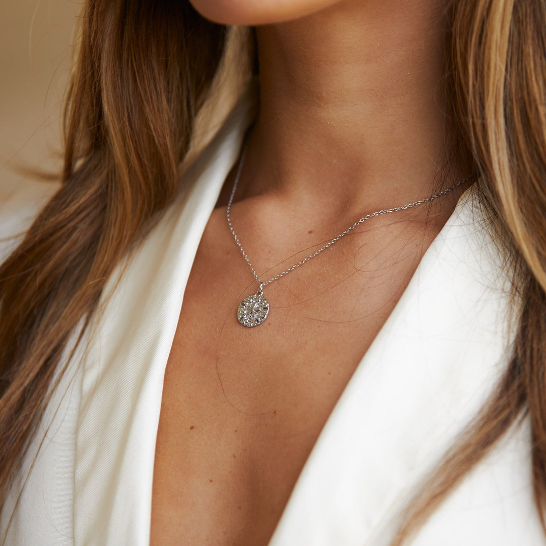 Necklace with Sand Dollar Pendant - Marisol-Silver-State of Style