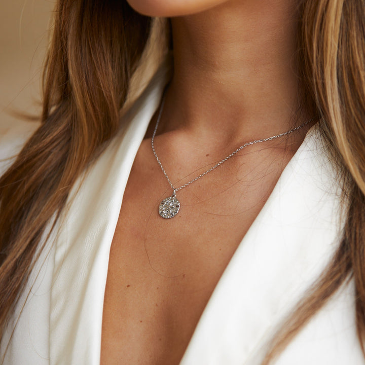Necklace with Sand Dollar Pendant - Marisol-Silver-State of Style