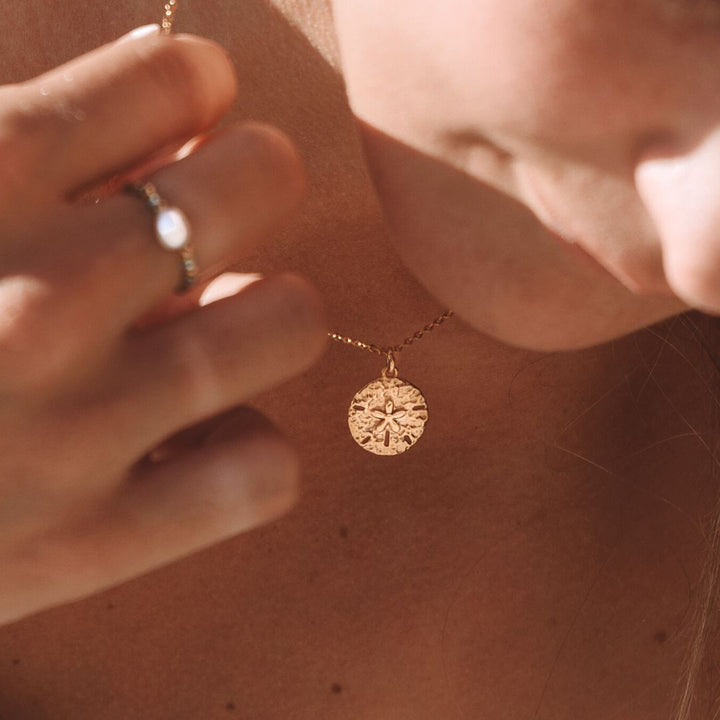 Necklace with Sand Dollar Pendant - Marisol-Silver-State of Style