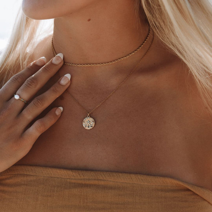 Necklace with Sand Dollar Pendant - Marisol-Silver-State of Style