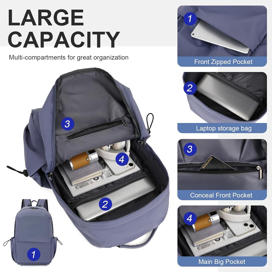 Lightweight Water-Resistant Laptop & Travel Backpack with Organised Compartments