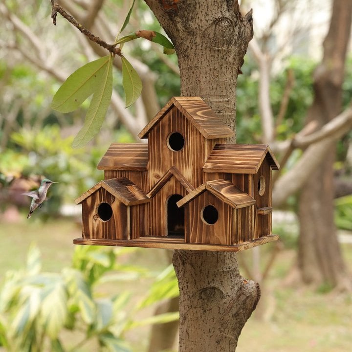 Functional wooden nesting box for garden birds – Nestora
