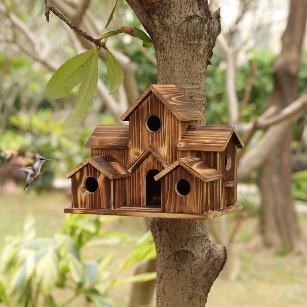 Functional wooden nesting box for garden birds – Nestora