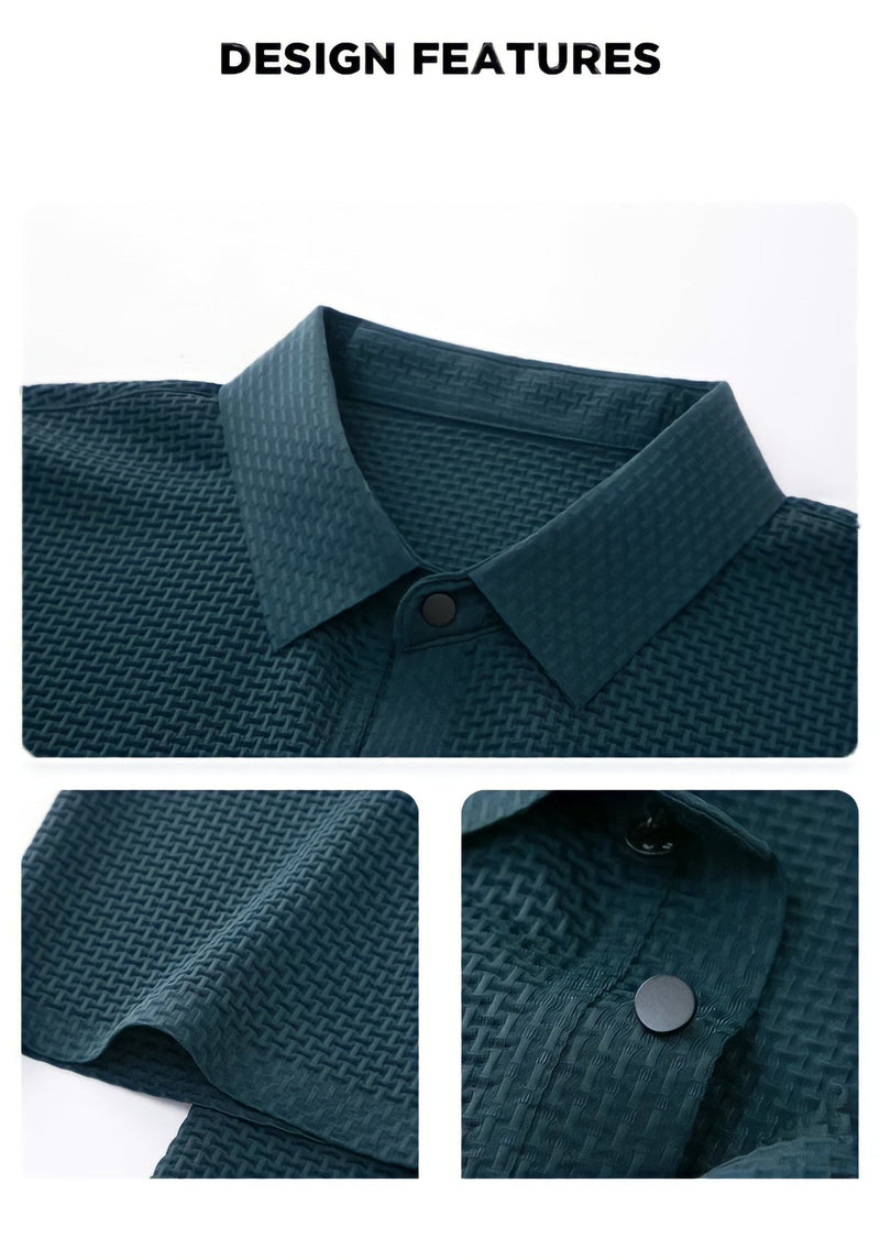 No-Iron Slim Fit Polo Shirt | Textured-Gray-Small-State of Style