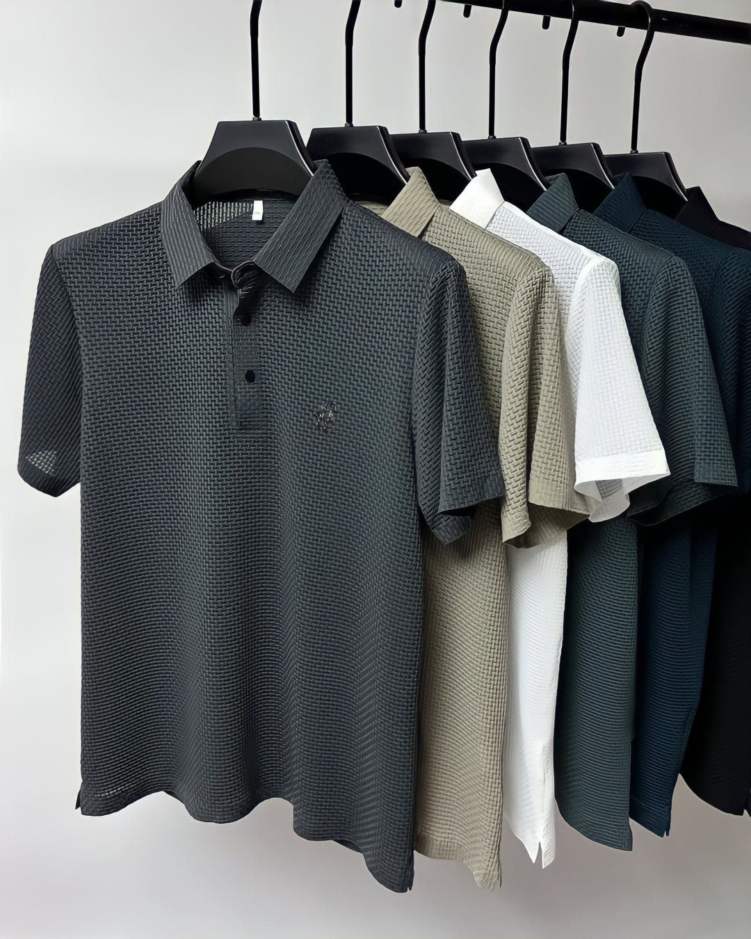 No-Iron Slim Fit Polo Shirt | Textured-Gray-Small-State of Style