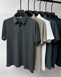 No-Iron Slim Fit Polo Shirt | Textured-Gray-Small-State of Style