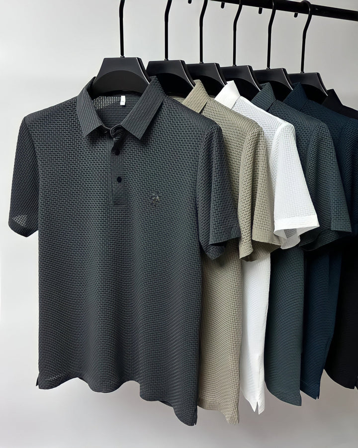 No-Iron Slim Fit Polo Shirt | Textured-Gray-Small-State of Style