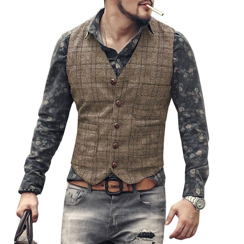 Noah Traditional Vest – Vintage Business Waistcoat with Tailored Fit-Brown-XS-State of Style
