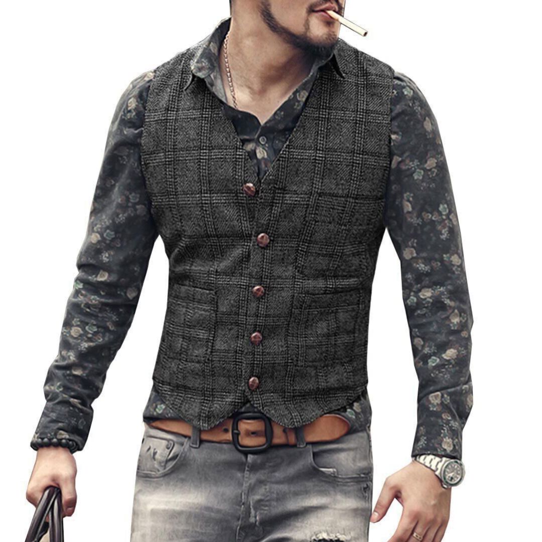 Noah Traditional Vest – Vintage Business Waistcoat with Tailored Fit-Dark Grey-XS-State of Style
