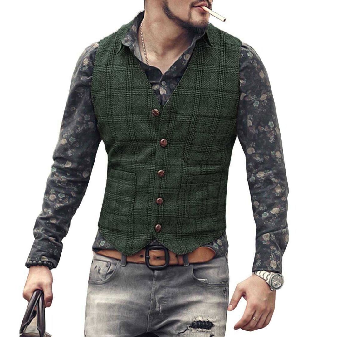 Noah Traditional Vest – Vintage Business Waistcoat with Tailored Fit-Green-XS-State of Style