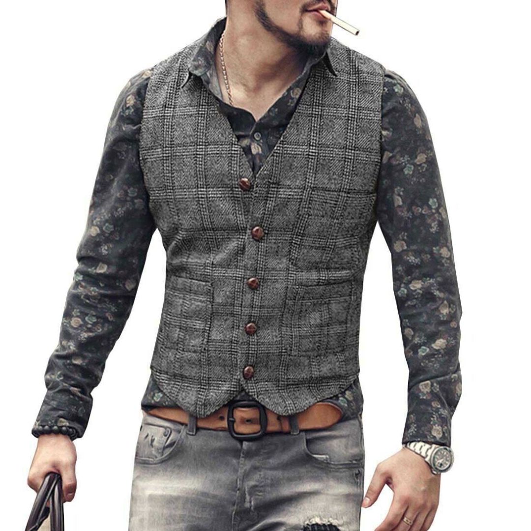 Noah Traditional Vest – Vintage Business Waistcoat with Tailored Fit-Grey-XS-State of Style