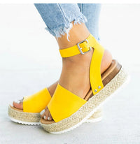 Nora - Orthopedische Sleehak Sandalen Lichtbruin-Geel-35-State of Style