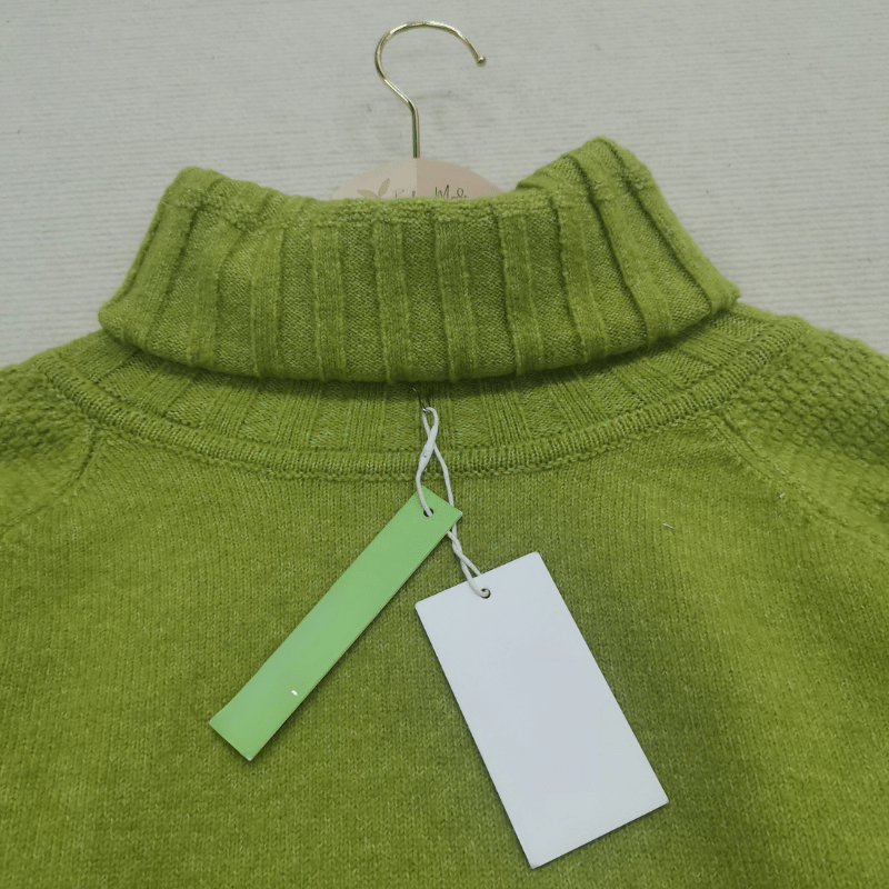 Nora Oversized Knit Turtleneck in Grass Green-S-State of Style