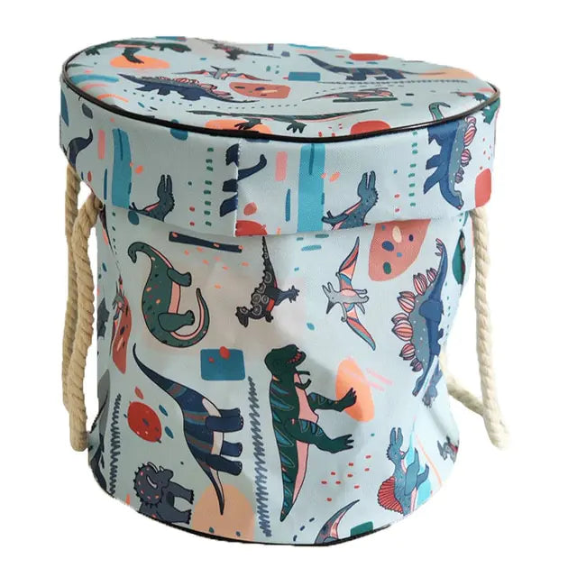 Large foldable toy tidy-up mat with basket function for the children's room.