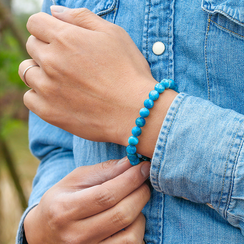 Ocean Crystal | Natural Ocean Blue Apatite Stone-Beads 0.10cm-21cm-State of Style
