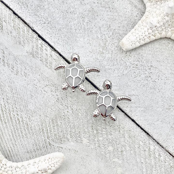 Ocean Turtle Earrings in Opal and Silver – Elena-White-State of Style