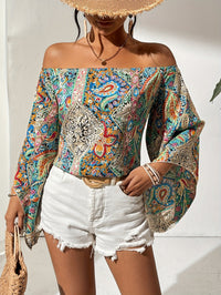 Off-Shoulder Blouse with Geometric Print – Noémie-Green-S-State of Style