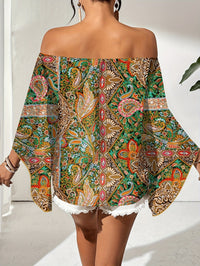 Off-Shoulder Blouse with Geometric Print – Noémie-Green-S-State of Style