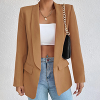 Office Ladies Blazer made of Polyester-Cotton - Emma-Dark Brown-S-State of Style