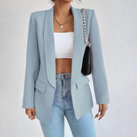 Office Ladies Blazer made of Polyester-Cotton - Emma-Light Blue-S-State of Style
