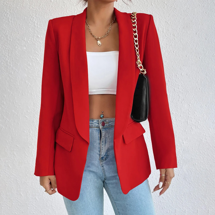 Office Ladies Blazer made of Polyester-Cotton - Emma-Red-S-State of Style