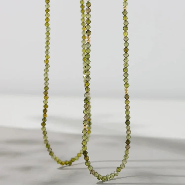 Olive Green Zirconia Necklace - Celeste-Without Zirconia-State of Style