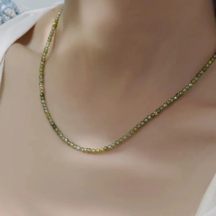 Olive Green Zirconia Necklace - Celeste-Without Zirconia-State of Style