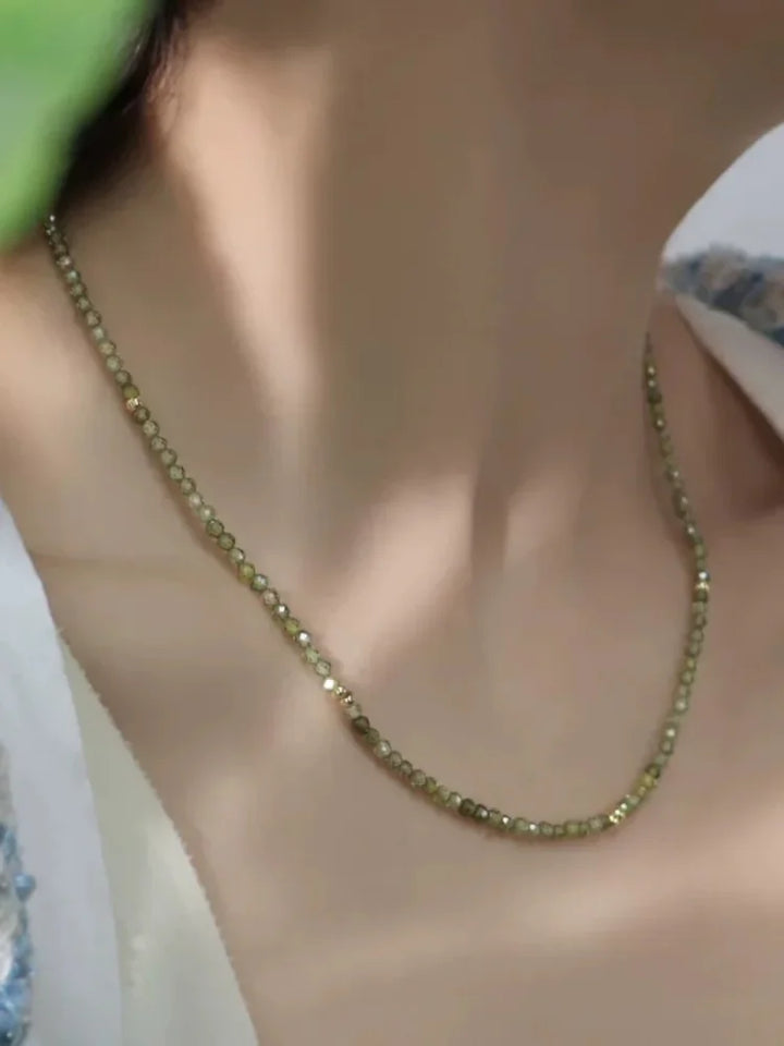 Olive Green Zirconia Necklace - Celeste-Without Zirconia-State of Style