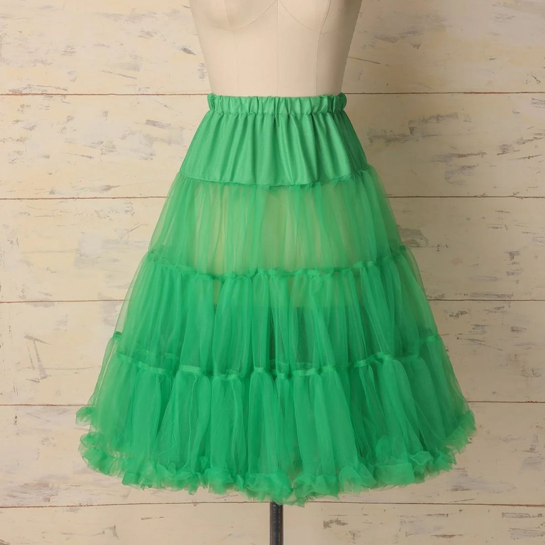 Olivia Tulle A-Line Petticoat – Elegant & Voluminous Underskirt-Green-S-State of Style