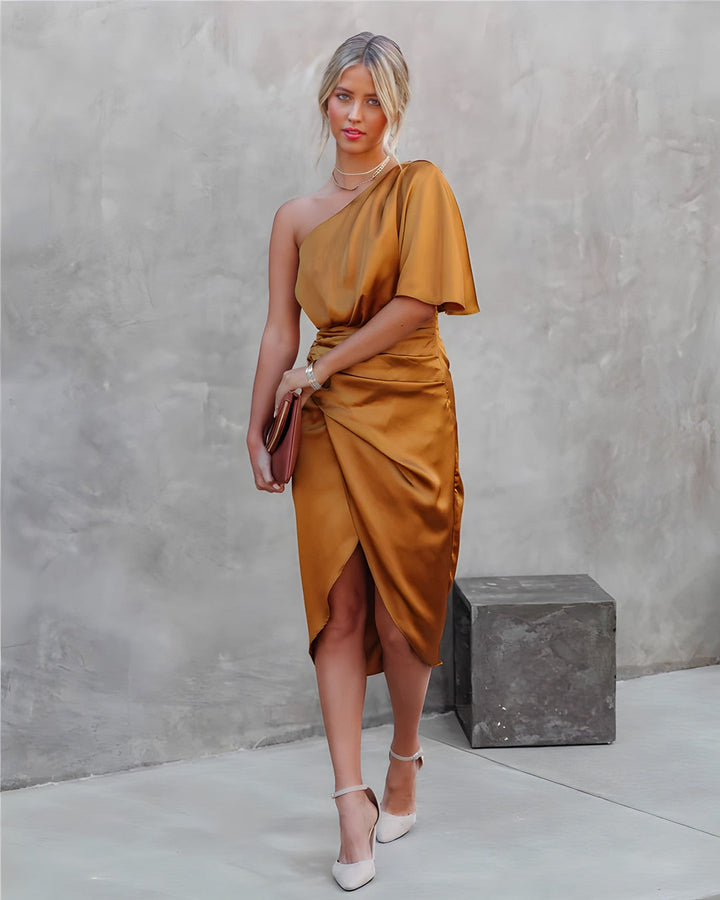 One-Shoulder Cocktail Dress - Valeria-Blue-S-State of Style