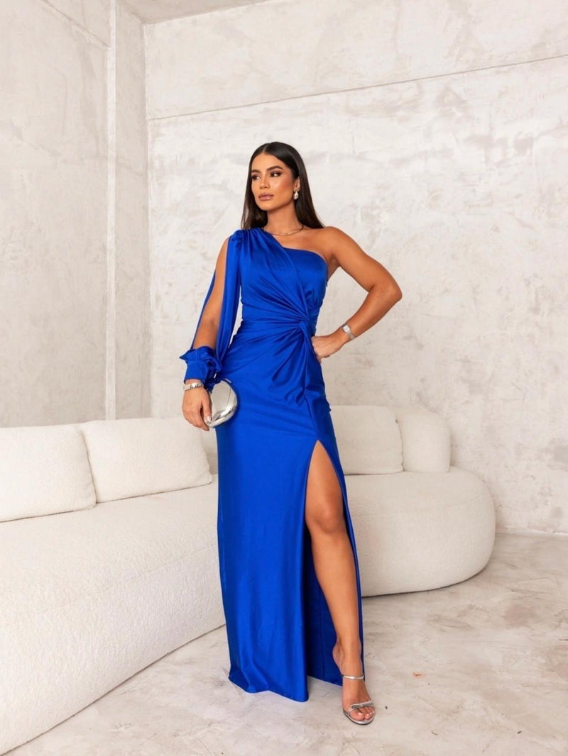 One-Shoulder Evening Dress for a Refined Look - Ravina-Green-S-State of Style