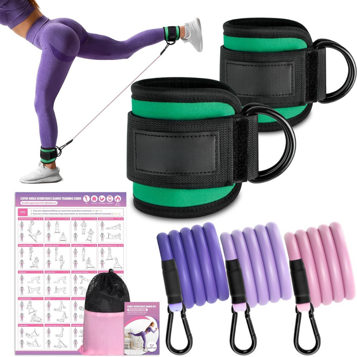 Only Resistance Bands with Sleeves – Set for Hip and Glute Exercises-Green-State of Style
