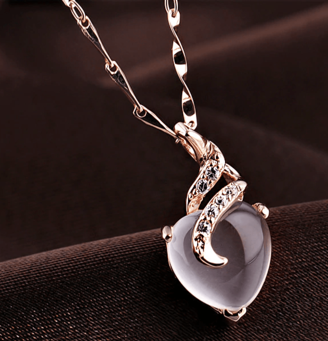 Opal Heart Necklace - Calista-Rose Gold-State of Style