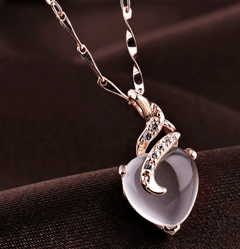 Opal Heart Necklace - Calista-Rose Gold-State of Style