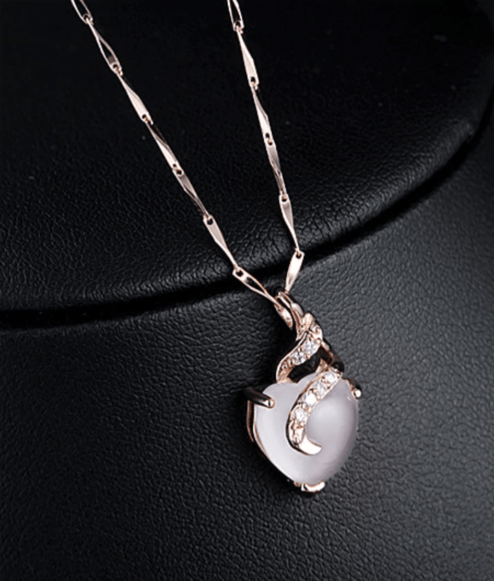 Opal Heart Necklace - Calista-Rose Gold-State of Style