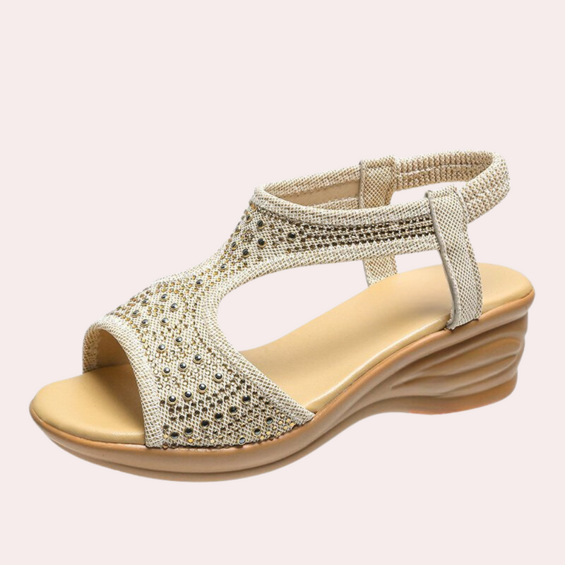 Open-Front Wedge Sandals for Women - Noa-Beige-3-State of Style