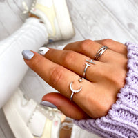 Open Ring with Adjustable Design - Aureos-Silver-State of Style