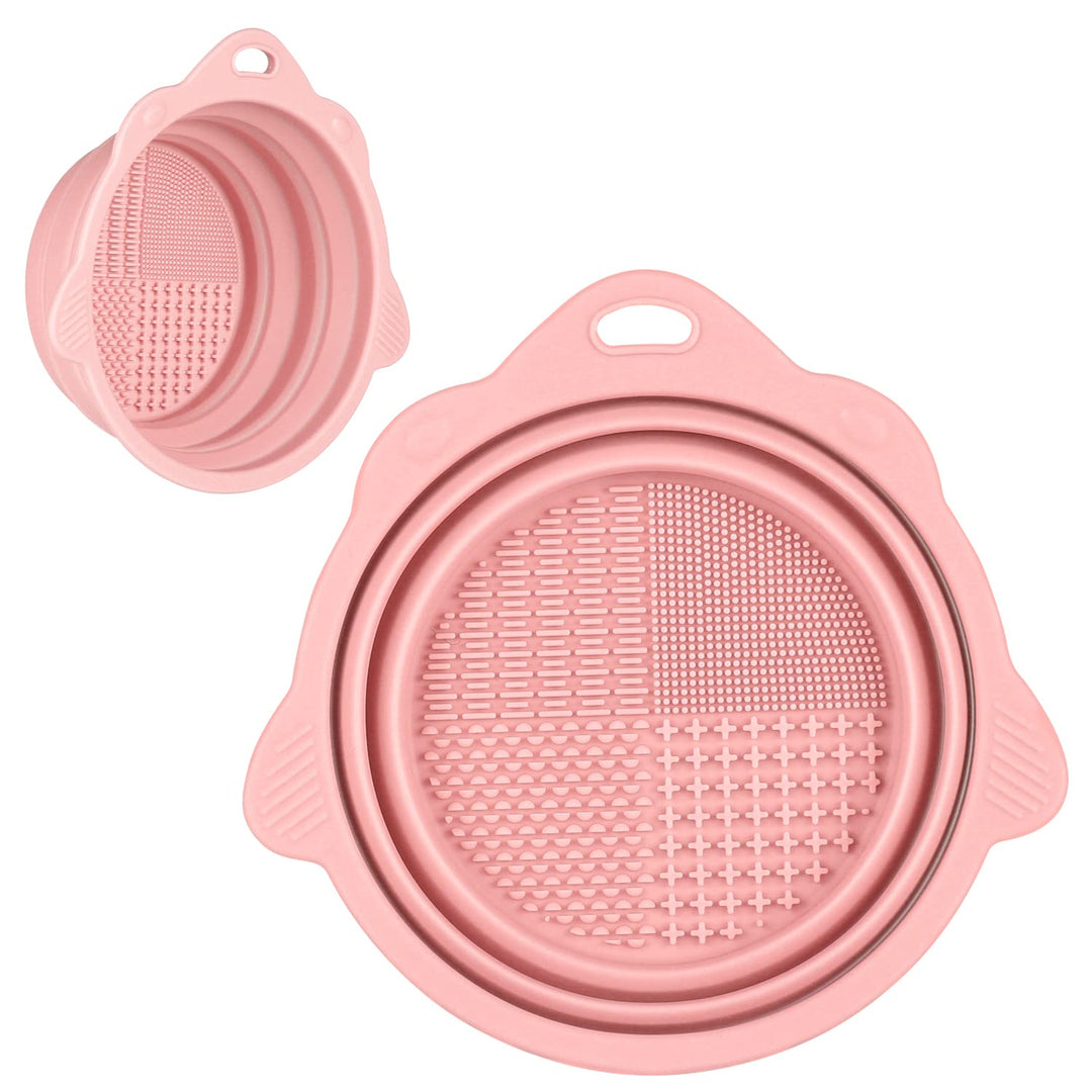 Opvouwbare Siliconen Borstelreiniger Kom-Roze-State of Style