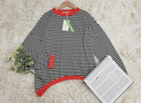 Orange-navy-blue-white striped Long Sleeve - HerbstStreifen-S-State of Style
