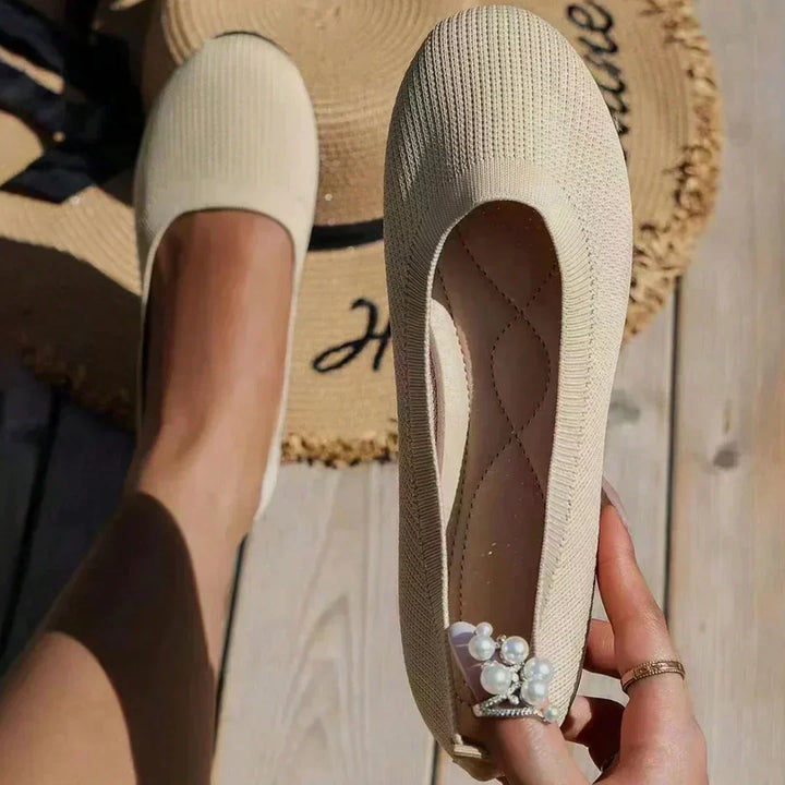 Orthopaedic ladies' ballerinas with comfort sole & classic design – Mia-Beige-3.5-State of Style