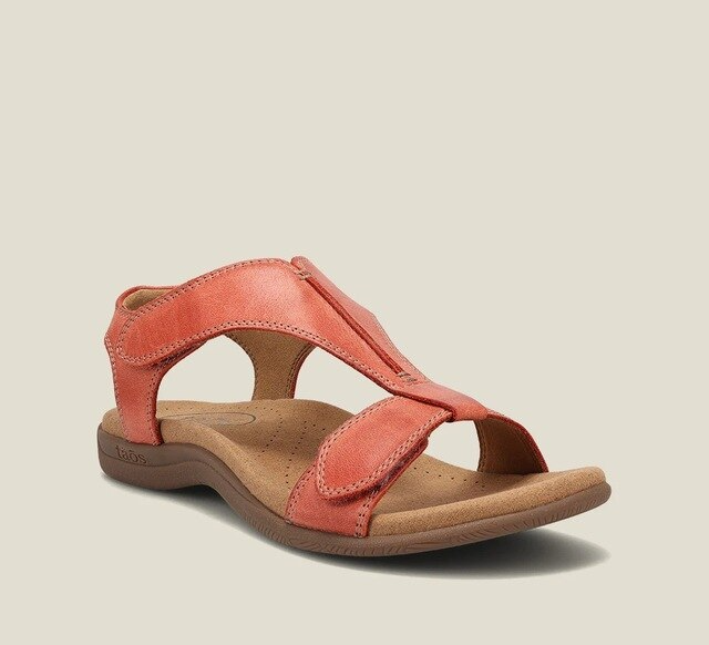 Orthopaedic ladies' sandals with wedge heel & comfort sole – Eleni-Orange-3-State of Style