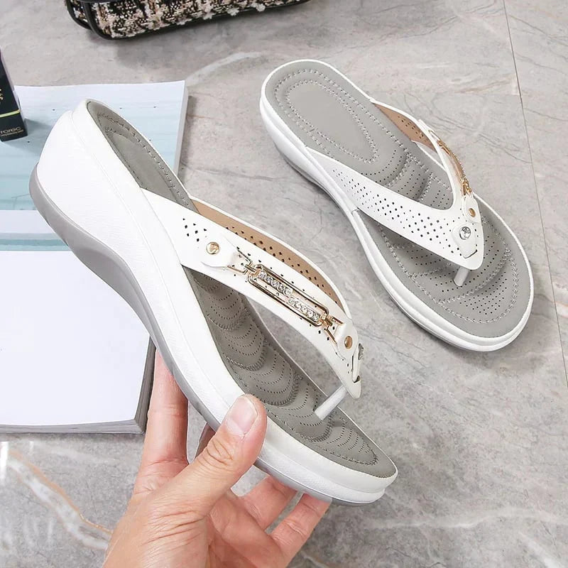 Orthopaedic Ladies Slippers with Soft Sole – Solelite-White-4-State of Style