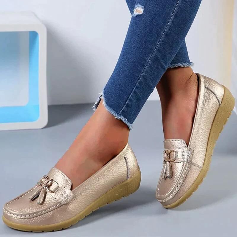 Orthopaedic Leather Loafers – Isabella-Gold-4.5-State of Style