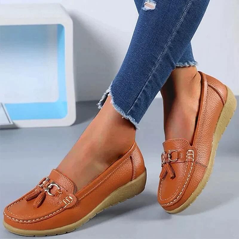 Orthopaedic Leather Loafers – Isabella-Orange-4.5-State of Style