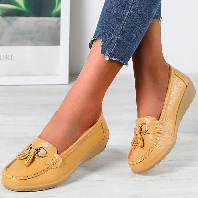 Orthopaedic Leather Loafers – Isabella-Yellow-4.5-State of Style
