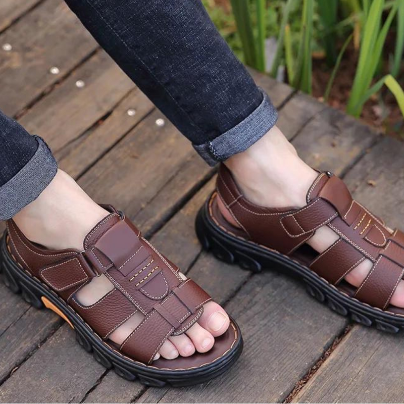 Orthopaedic Leather Men's Sandals – Thijs-Brown-6-State of Style